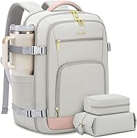 Vista 29 de LOVEVOOK Mochila de viaje para mujer y hombre, Beige, Mochilas de viaje