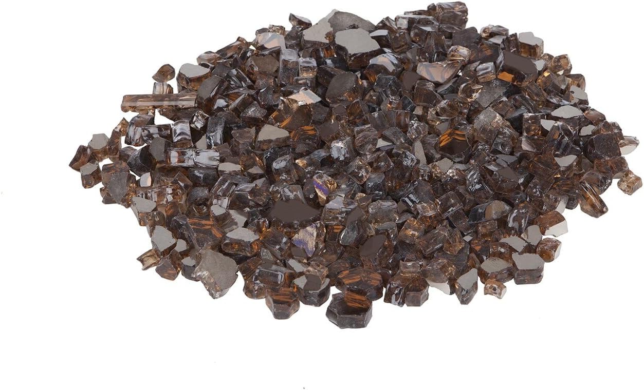 HomeStock Artisanal Abode 1/2" Bronze Reflective Fire Glass - 10 lbs, Premium Tempered, Includes Plastic Carrying Container