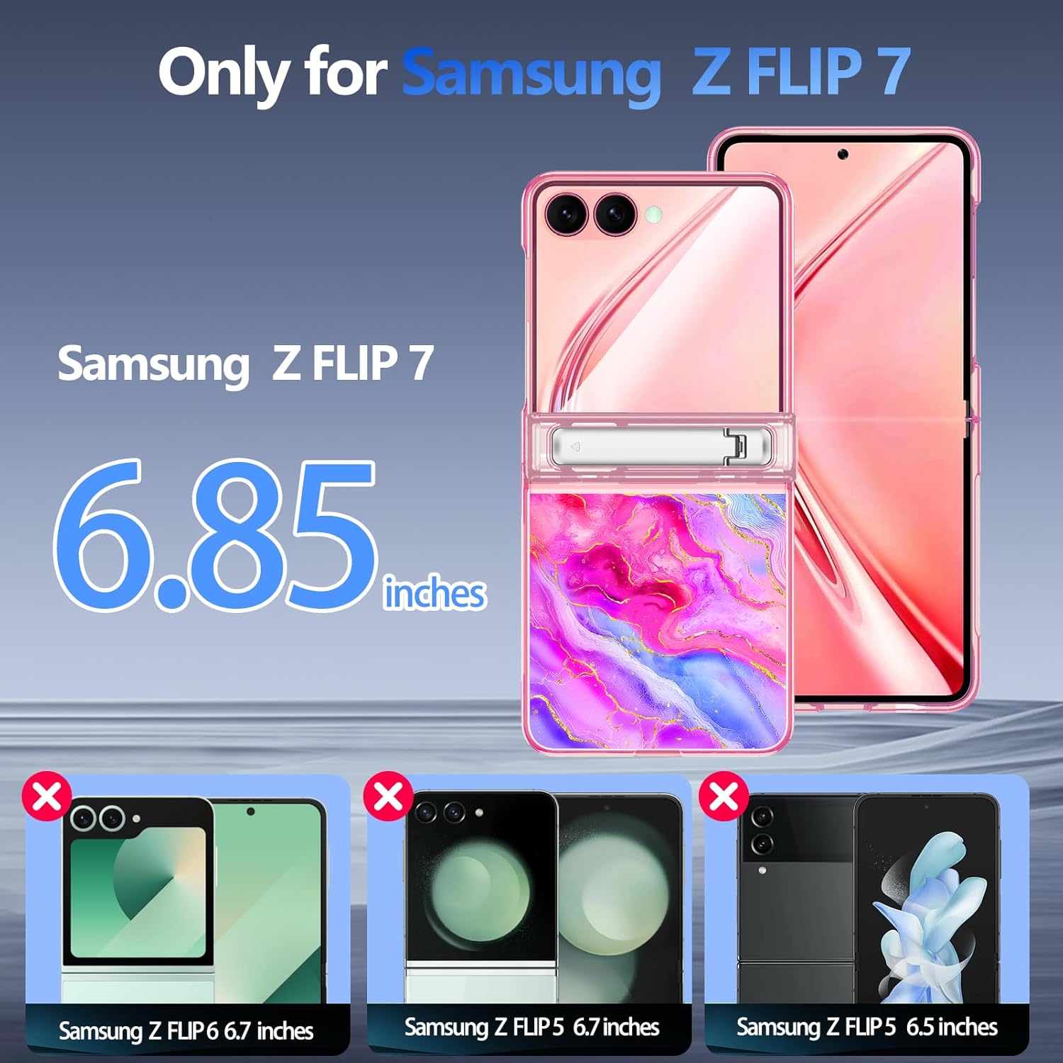 Casetego for Galaxy Z Flip 7 Case Magnetic,[Compatible with MagSafe][Built-in Screen Protector][Kickstand][Hinge Protection] Slim Shockproof Cute Women Girl Case for Samsung Galaxy Z Flip 7,Pink/Blue