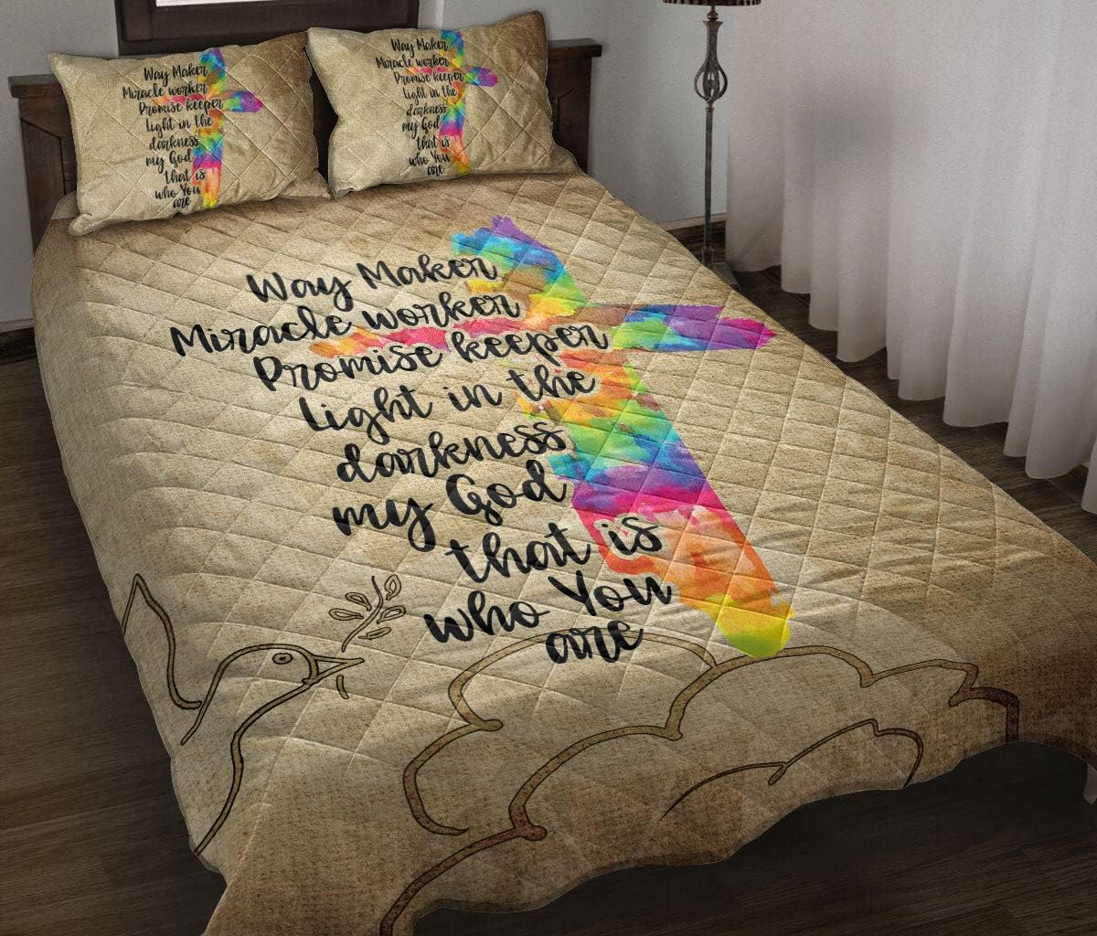 Personalized Christian, Jesus, God, Bible Quilt Set, Dreamcatcher Feather Butterfly Kids Girl Boy Quilt Blanket with Pillowcases, Quilt Bedding Set MLANH0095