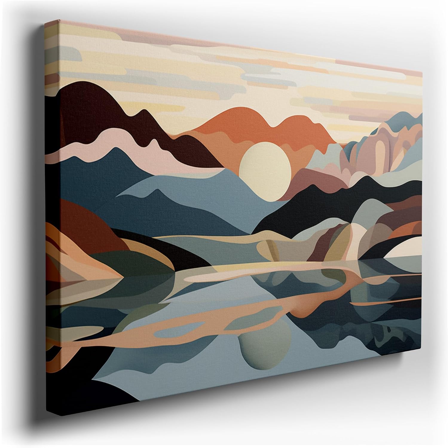 Canvas for Living room. Serene Digital Vistas: Where Lakes Mirror Mountains Under Shifting Skies, 27 x 18 inch Canvas Wall Art - Contemporary Masterpieces - Modern Home Decor - 69x46 cm (27x18 inch)