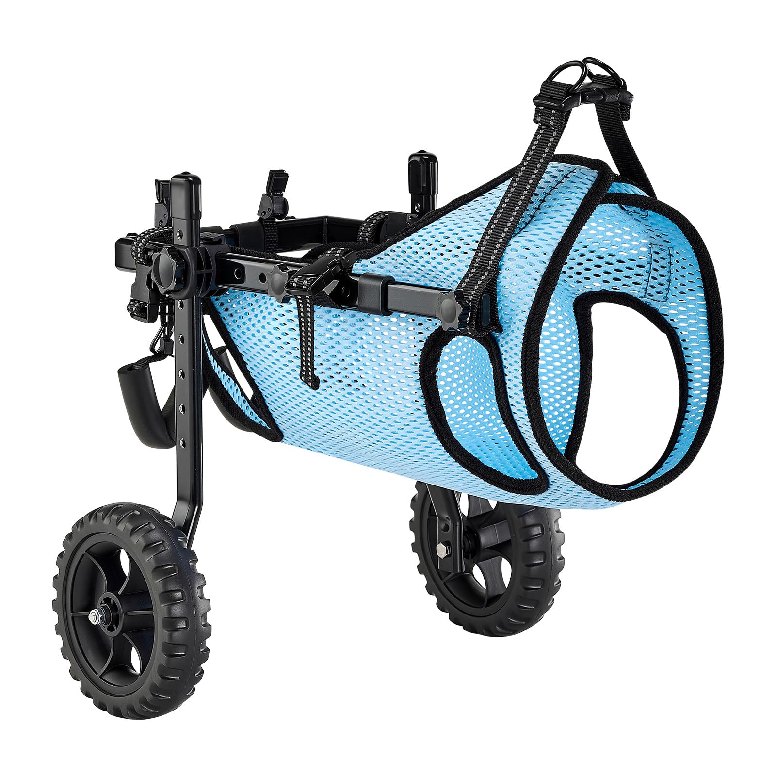 VEVOR Silla de Ruedas para Perros para Patas traseras, Silla de Ruedas Ligera de 2 Ruedas para Mascotas, Altura, Ancho y Longitud Ajustable, Carrito de Perro con Ruedas Que absorben los Golpes, para