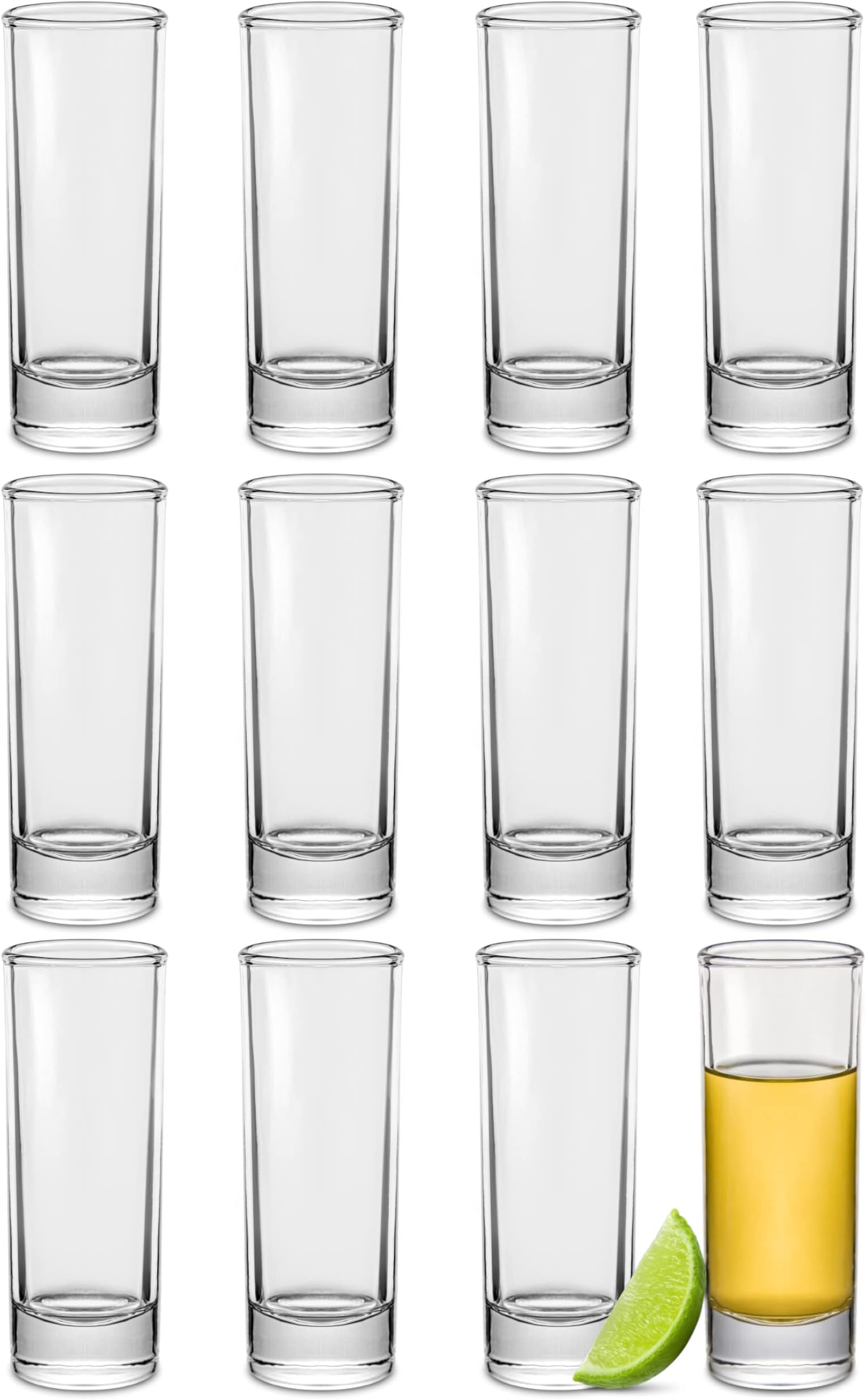 Praknu Shot Glasses Set of 12-50ml / 1.7oz - Dishwasher Safe & Heavy Base - Shot Glass for Every Party