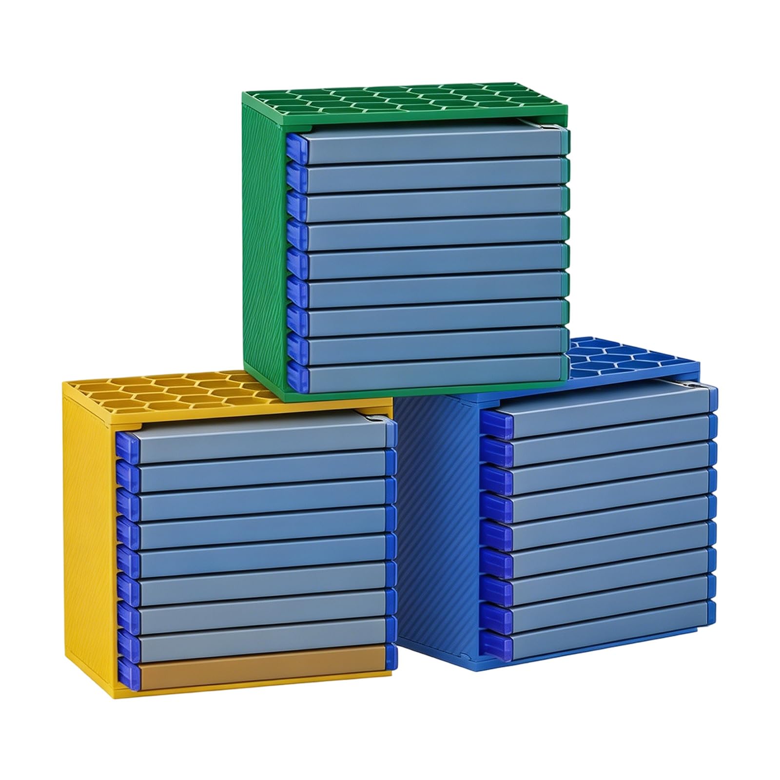 Game Disc Case Storage Rack, 3 Piece Stackable Set for 27 Cases, Open Front Vertical Display for P5 Gaming Setup and En