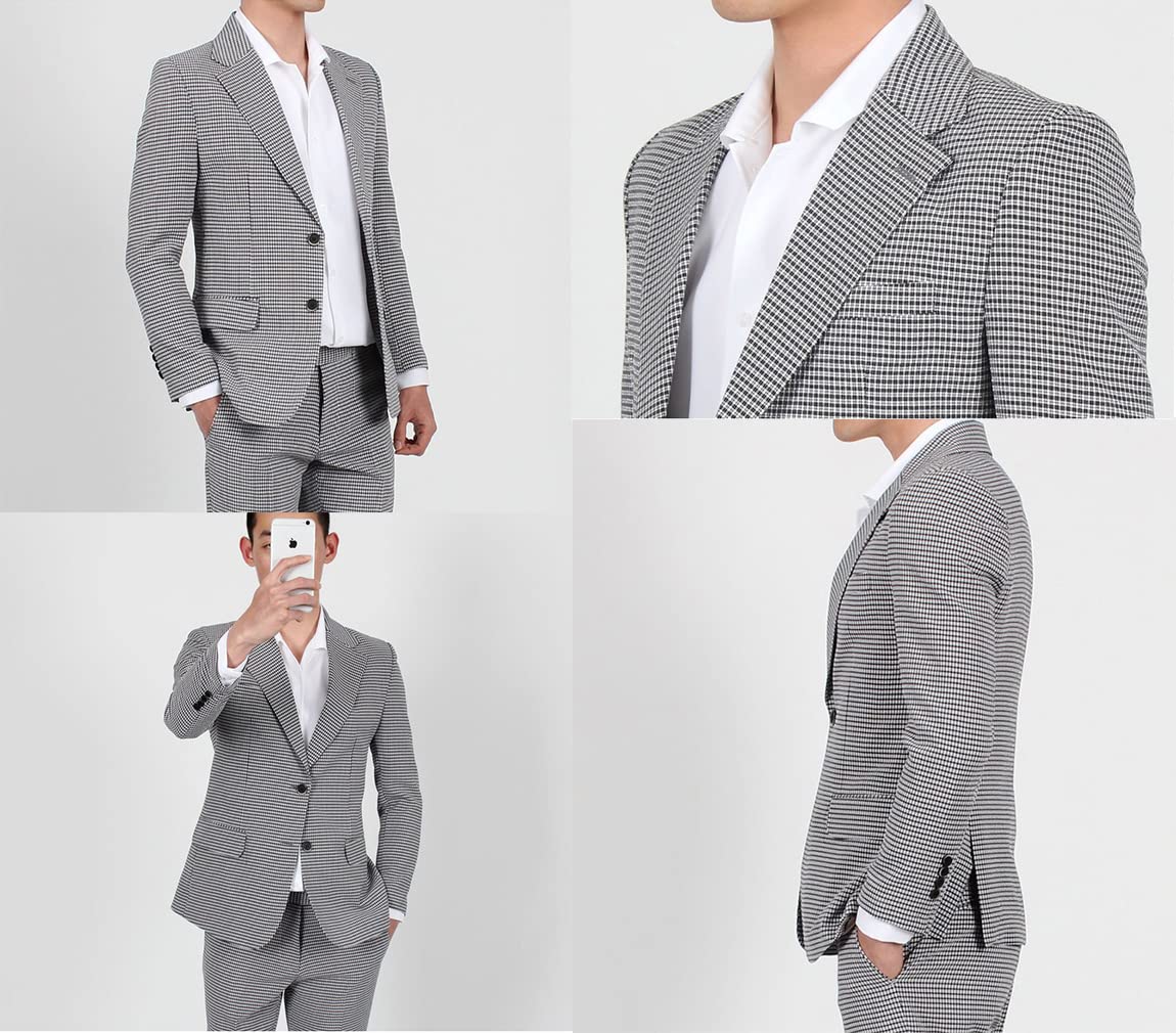Uomo Tuta Pied de Poule Due Bottoni Giacca e Pantaloni Prom Abiti Homecoming