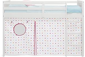 Delta Children Kids Twin 2-in-1 Play and Nap Tent with Loft Bed Curtain Set, Dots