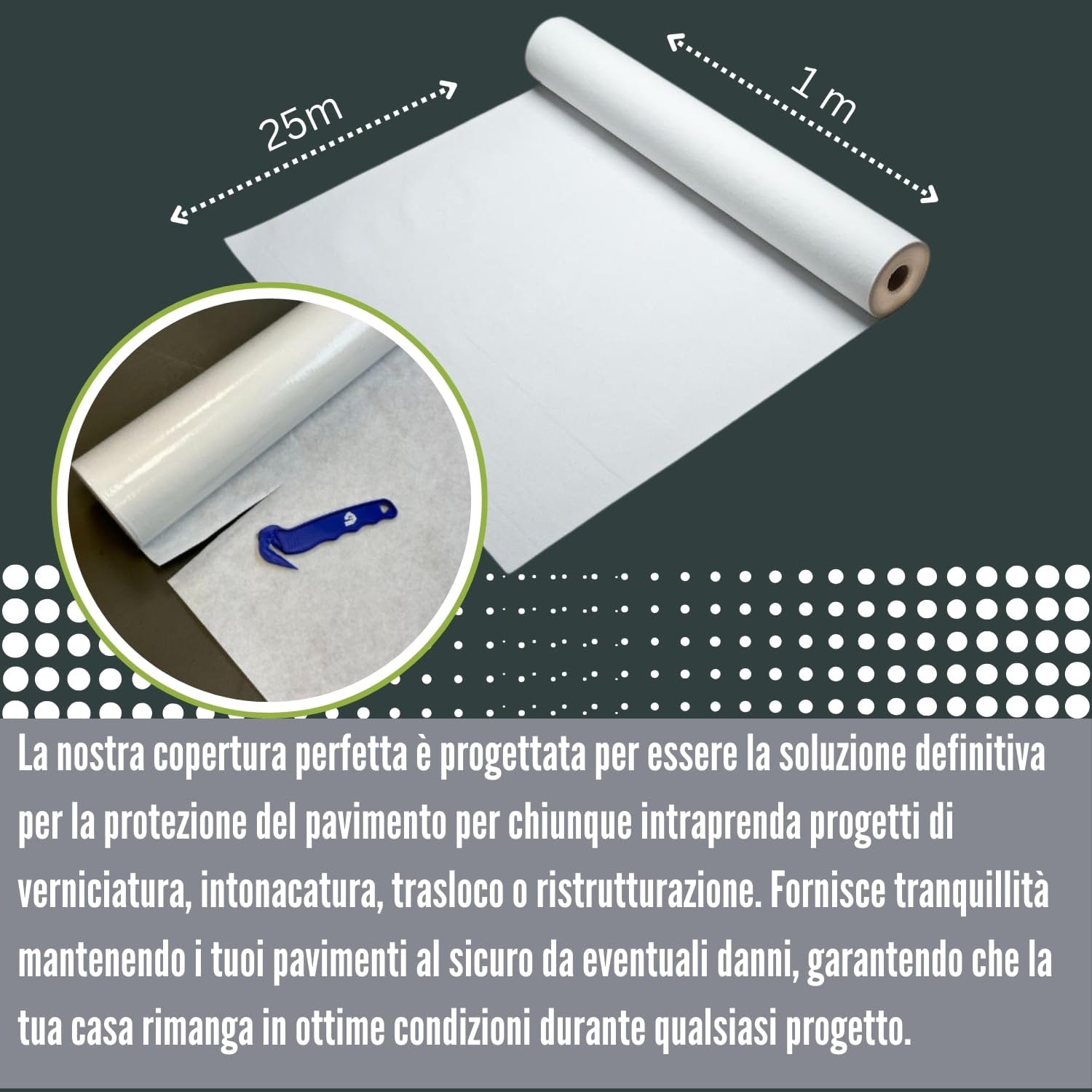 Feltro Protettivo Per Pavimenti Grigio 1x10m - 220 G/m&sup2;, Antiscivolo E Riutilizzabile