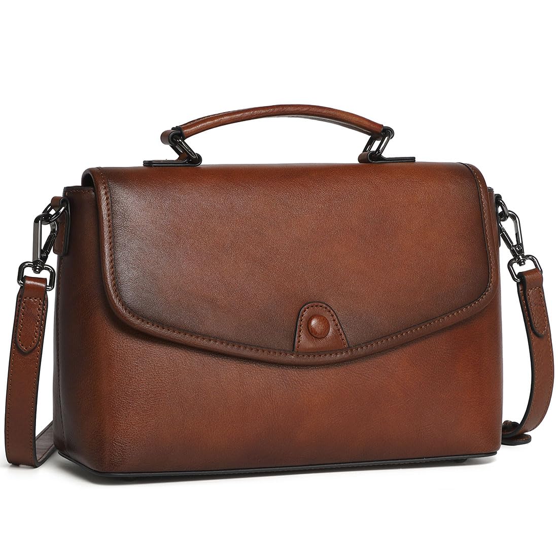 COOLCY Bolsos cruzados de piel auténtica para mujer, con asa superior, bolso de hombro con solapa