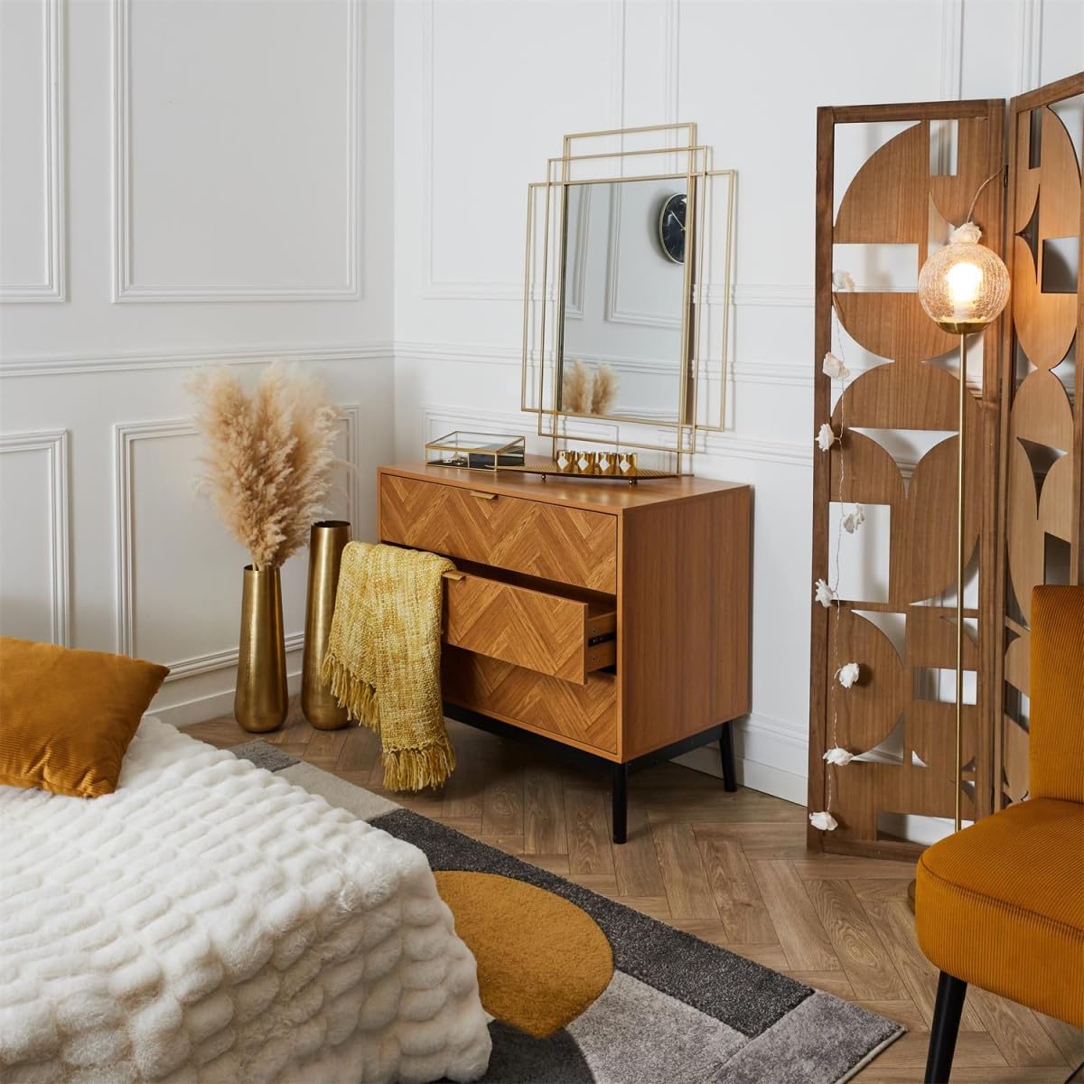 Paris Prix Commode Design 3 Tiroirs Felix 90cm Marron