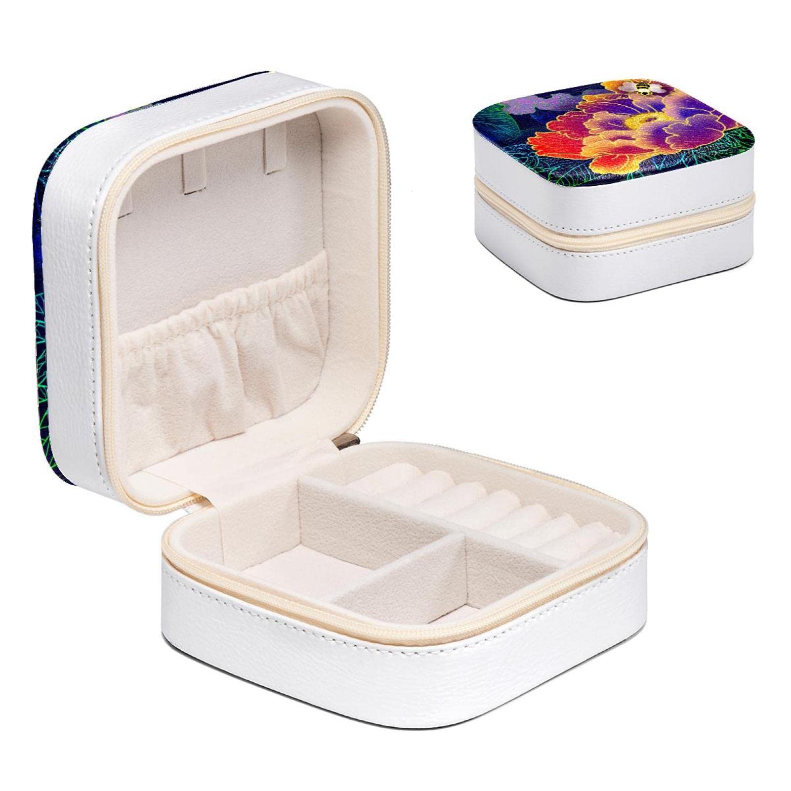 Boîte à bijoux femme pivoine classique - Organisateur bagues et colliers compact 10.5 cm