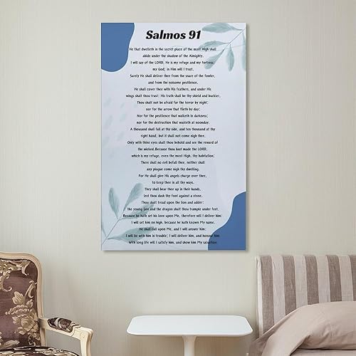 Miniatura 7 de Salmo 91 - Póster artístico con versículo bíblico español Salmo 91 para habitación, estética y decoración, 2 pósteres e impresiones artísticas de