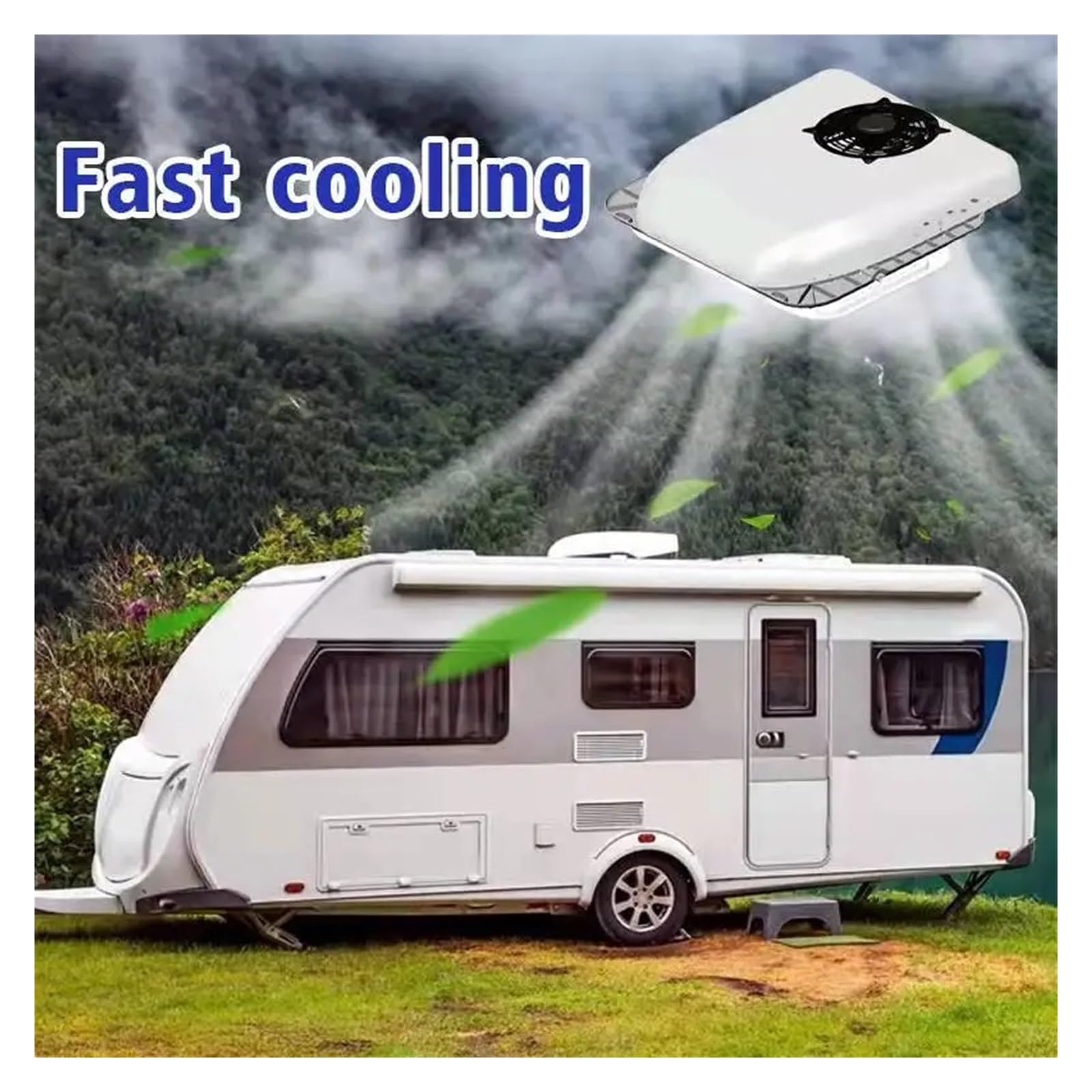 Aire Acondicionado Eléctrico Ultrafino For Techo De Coche, 15CM, 12V, For RV, CA 24V For Autocaravana Y Furgoneta Enfriamiento Rápido Funcionamiento Suave(White 12V)