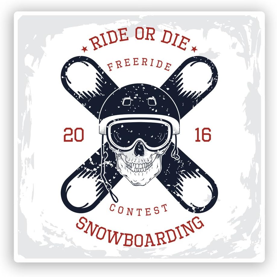 2 x 30cm/300mm Snowboarding Ride Or Die Vinyl Stickers Extreme Travel Mountains #7610