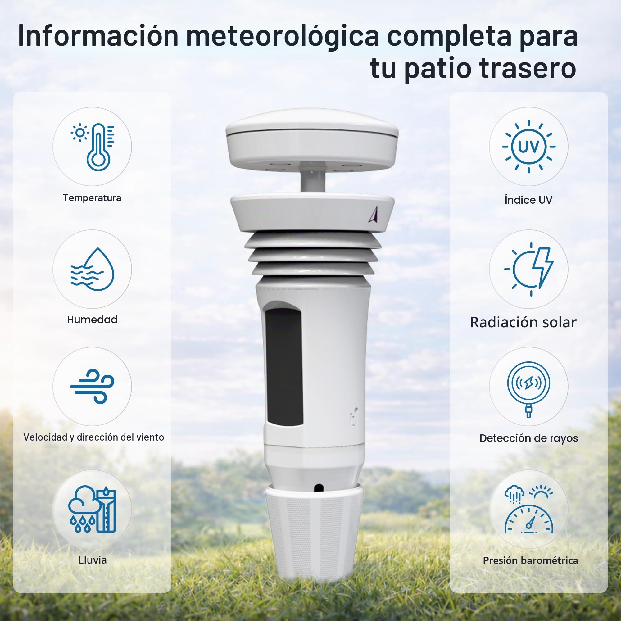 WeatherFlow Tempest Weather Station XS1DS1C2, Medidor de Viento Integrado, Medidor de Lluvia, Pronósticos Meteorológicos Precisos, Inalámbrico, Aplicación y Habilitado para Alexa
