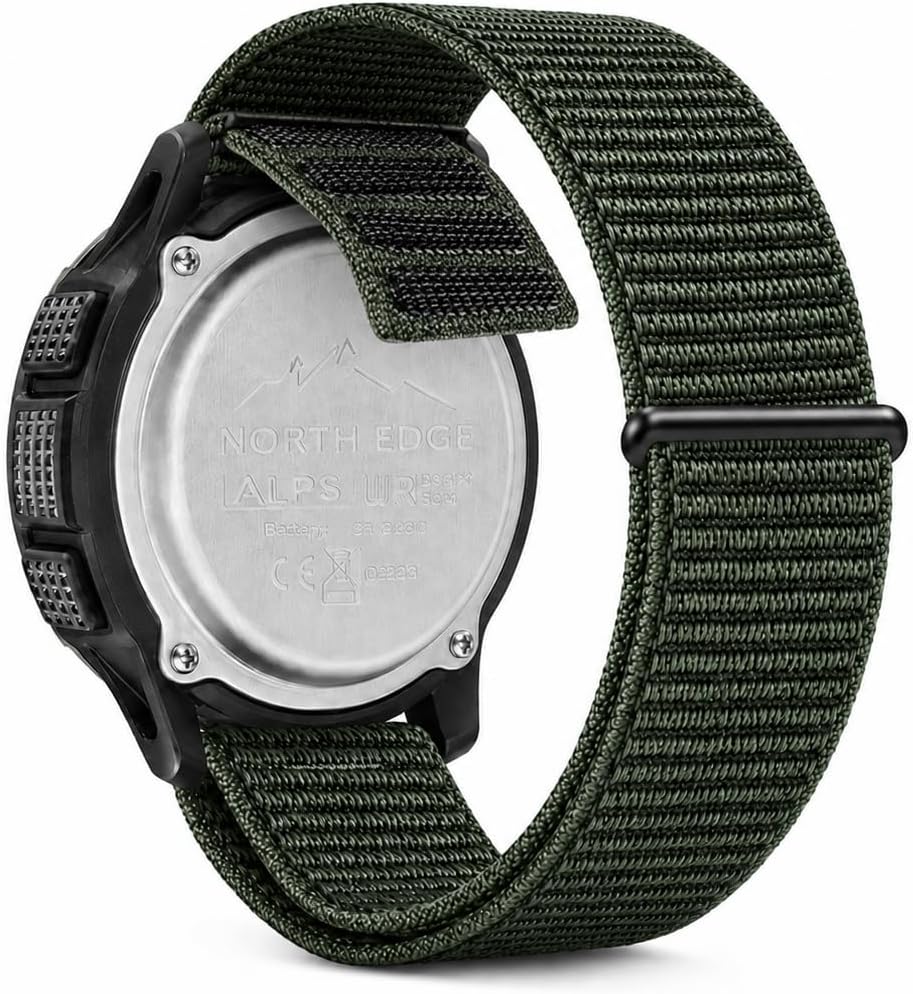 NORTH EDGE 24mm Nylon Watch Band for Men Women, Adjustable Hook and Loop Watch Strap, Soft Breathable Lightweight Replacement Wristband for Sport Outdoor Daily Wear