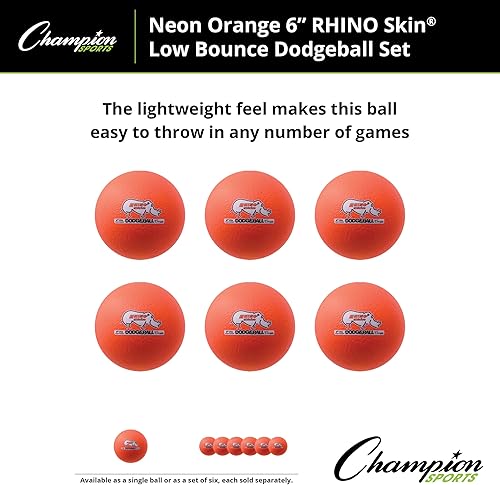 Miniatura 109 de Champion Sports Rhino Skin - Juegos de bolas de dodgeball de rebote bajo y individuales para juegos de juegos infantiles, PE, patio trasero y liga