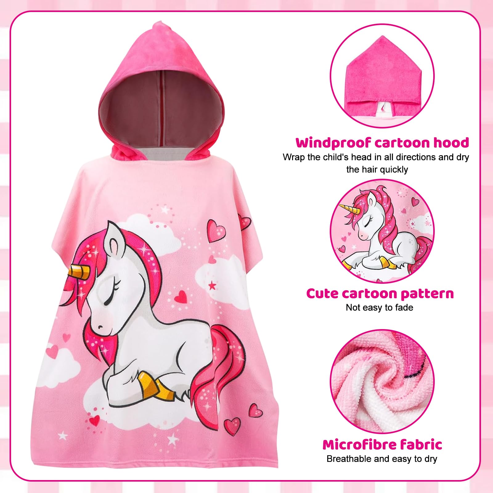 Poncho Toalla Con Capucha Para Niños 3-10 Años | Microfibra Absorbente Para Playa, Piscina Y Baño