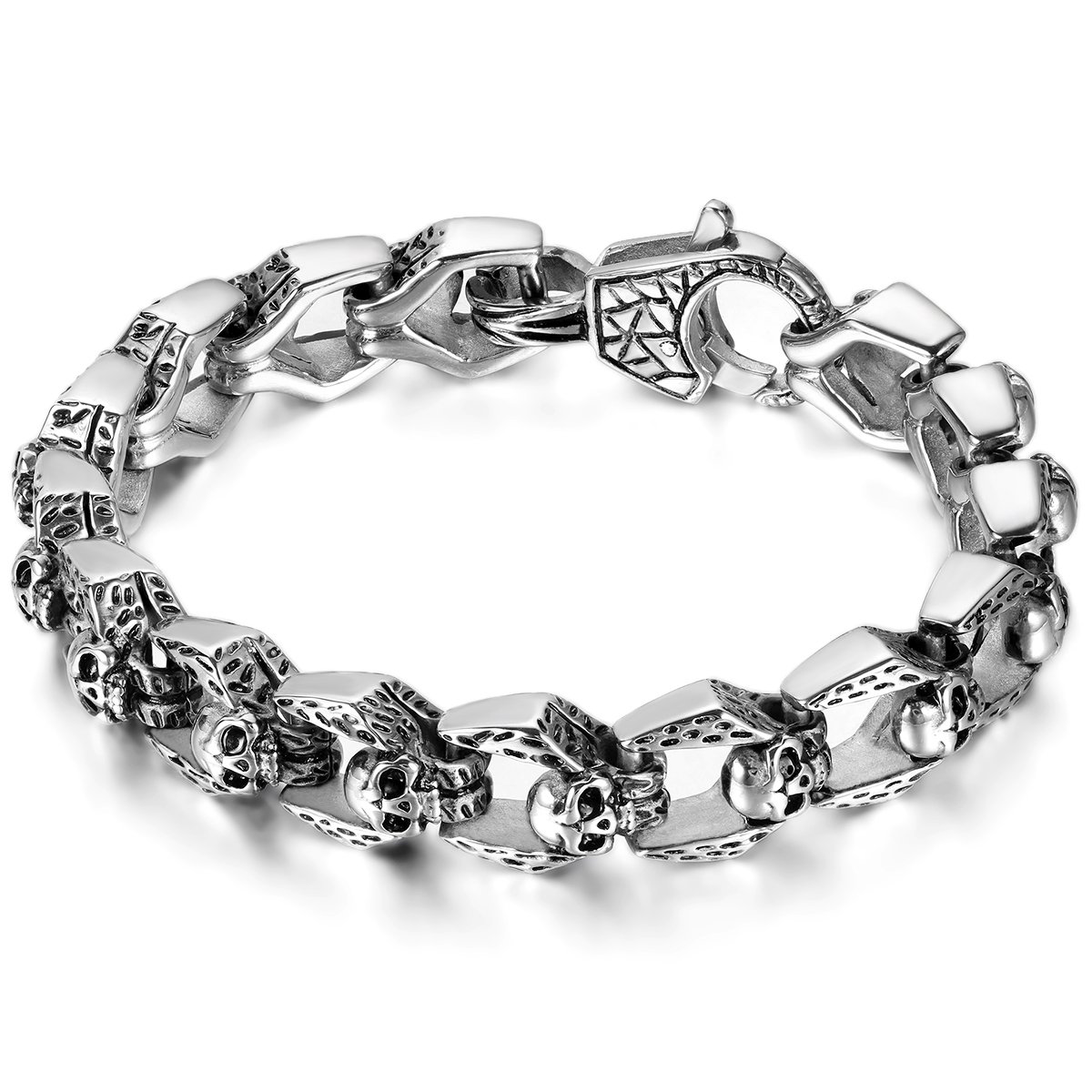 Amazon | JewelryWe スカル ブレスレット ファッション メンズ
