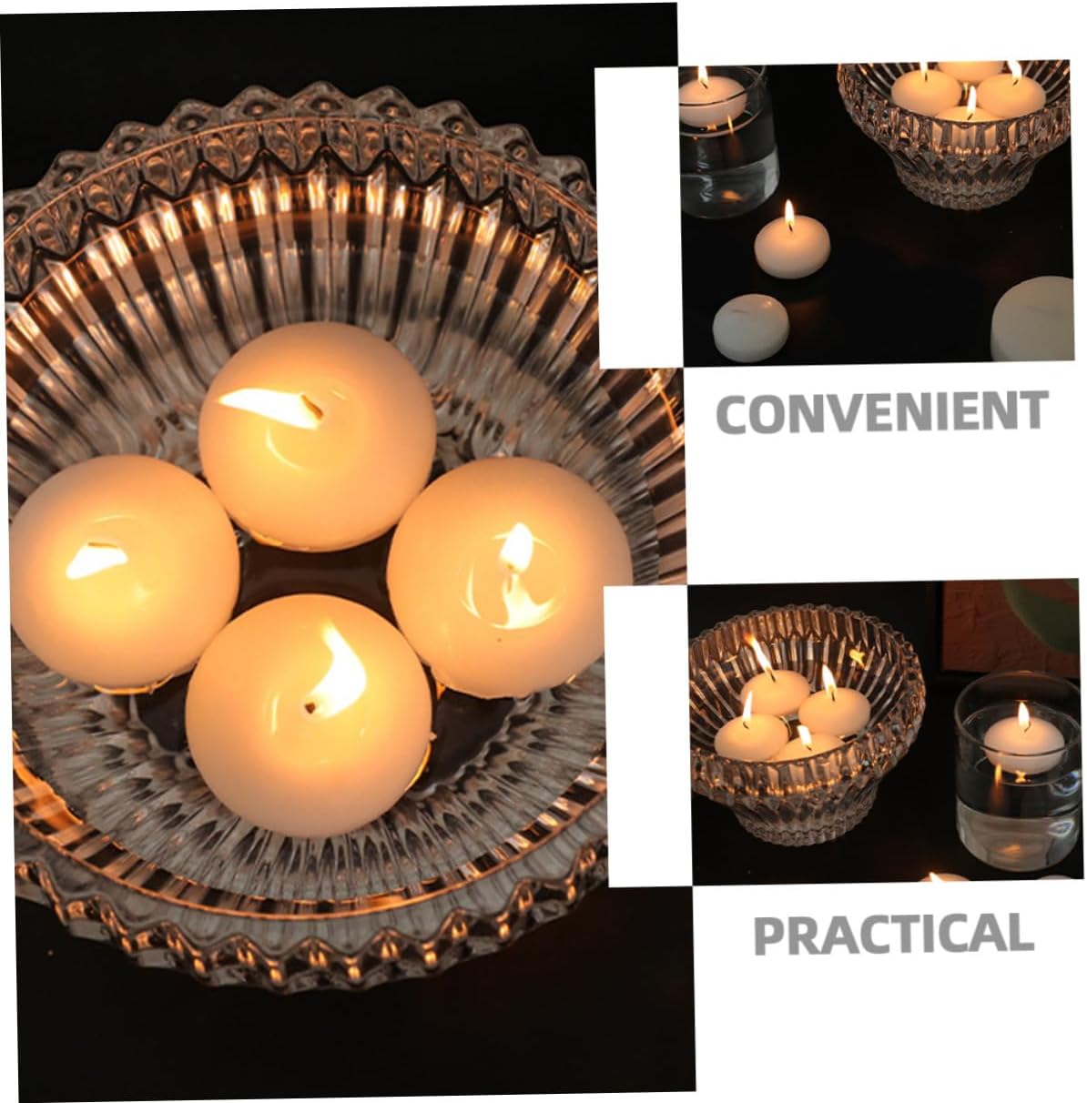 BESPORTBLE 6pcs Small Round Floating Wedding Candles 4.5x2.5cm Unscented Dripless Wax Pool Tealights for Romantic Dinner and Party Decorations