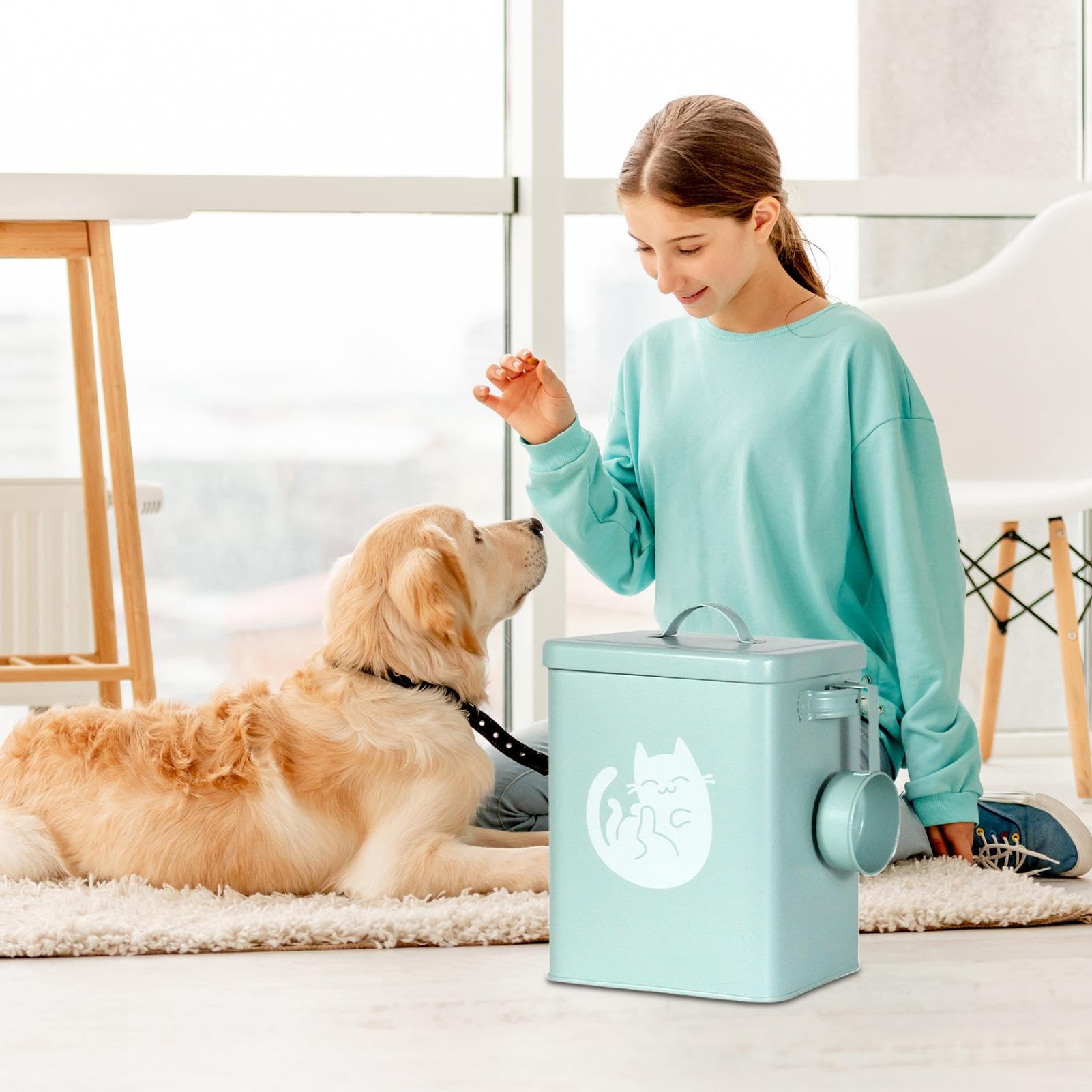 Contenitore per Conservare Cibo per Cani Contenitore Ermetico Antiumidità | Recipiente Alimento Canino Gatti Cuccioli Topi Cucina Riso Cereali Farina Soia Dispensa Casa Garage Fie
