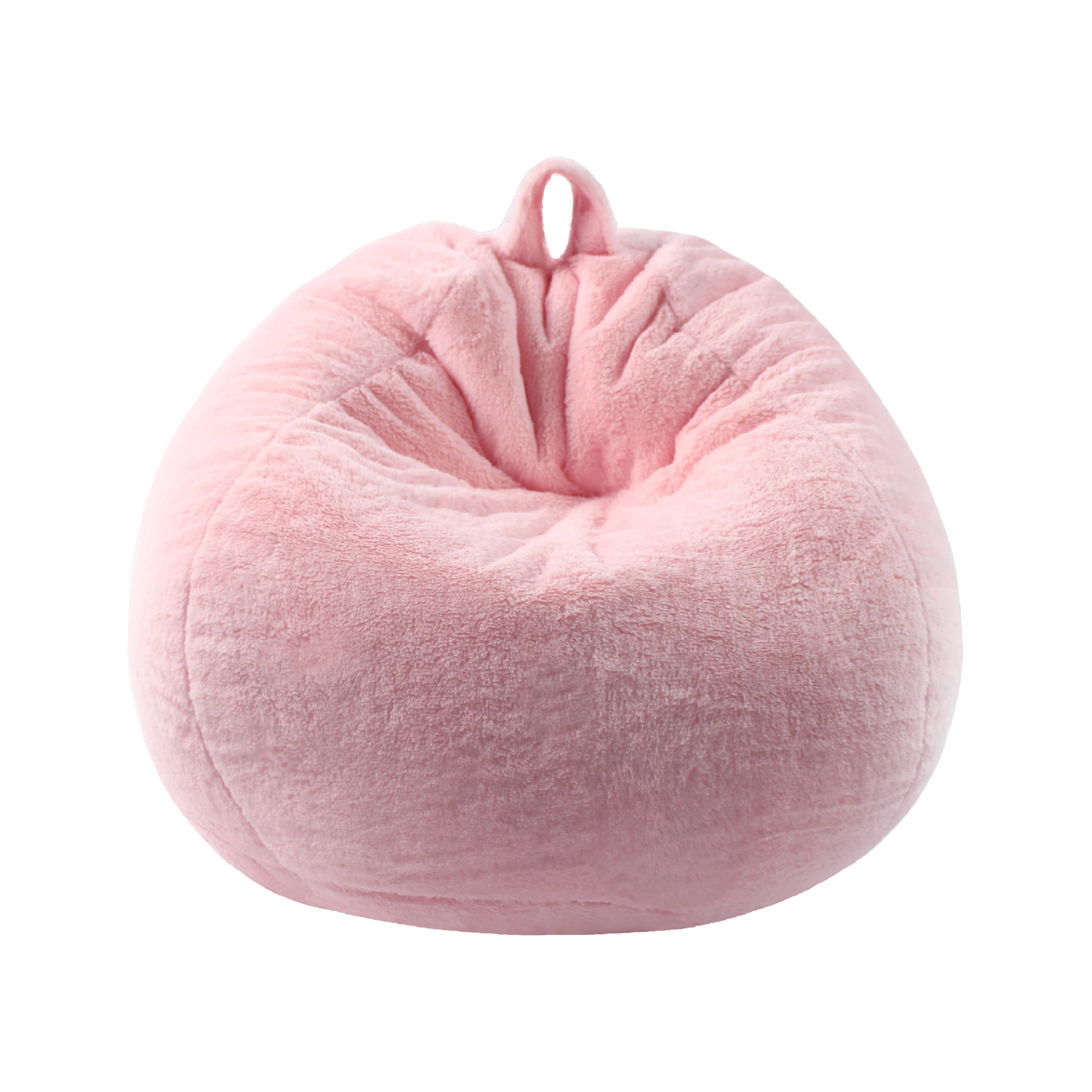 Faux Fur Comfy Bean Bag Chair Cover (No Filler), Fluffy Stuffed Animal Storage Bean Bag Covers Large Bean Bag Sofa for Adults, Premium Furry Fuzzy Bean Bag for Living Room Bedroom, Pink