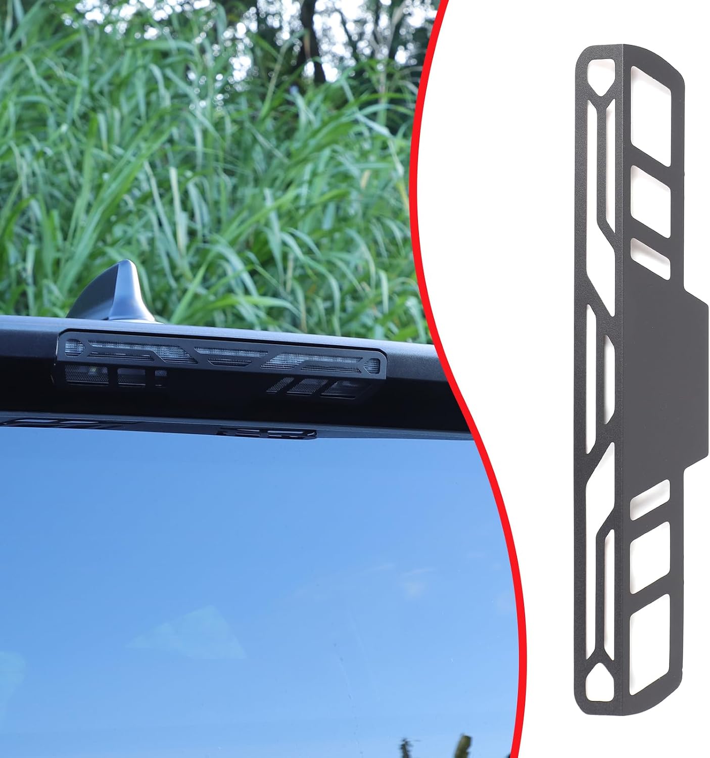 Tail Light Brake Light Cover Trim Compatible with Toyota Tacoma 2024 2025 2026, Aluminum Alloy Rear 3rd Brake Center High Mount Stop Lamp Hollow Out Cover Trim