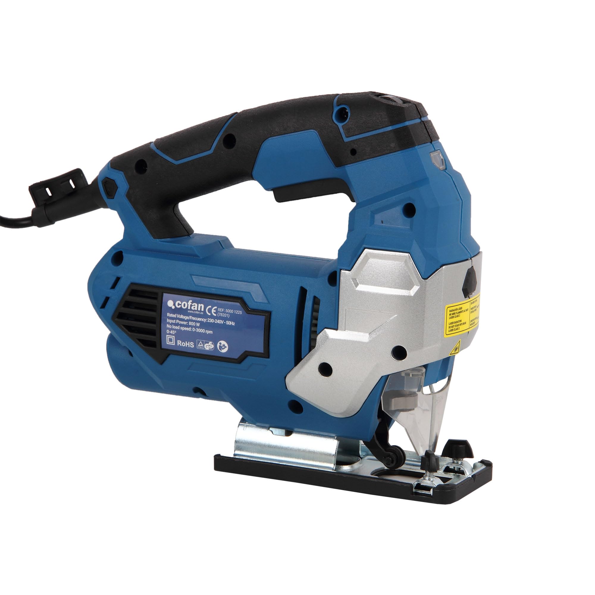 Cofan Sierra de calar electrónica 800 W 0-45º (0-3000rpm) | Láser marcador | 6 Velocidades Corte inclinado ± 45 ° | Potencia 230 V