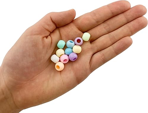 Miniatura 2 de 400 cuentas de acrílico multicolor pastel de agujero grande de 0.394 in con agujero de 0.189 in