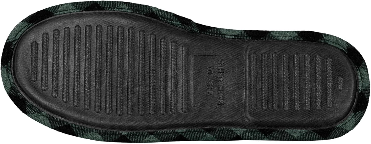 FOCO Men'sNFL Sherpa Lined Buffalo Check Memory Foam Slippers