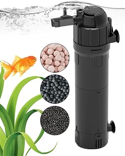 Aquarium Filter True 3-Stage Filtration Fish Tank Filters Turtle Filter Internal Power Filter with Aeration/Rainfall Modes for 40-120 Gallon Aquariums, Flow Rate and Direction Adjustable