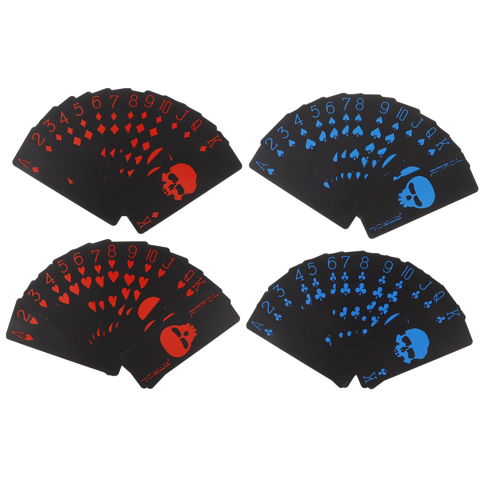 Veemoon Carte da Poker Mazzo Resistente e Creativo Nere Impermeabili Motivo Teschio in Pvc per Feste e Intrattenimento per Adulti