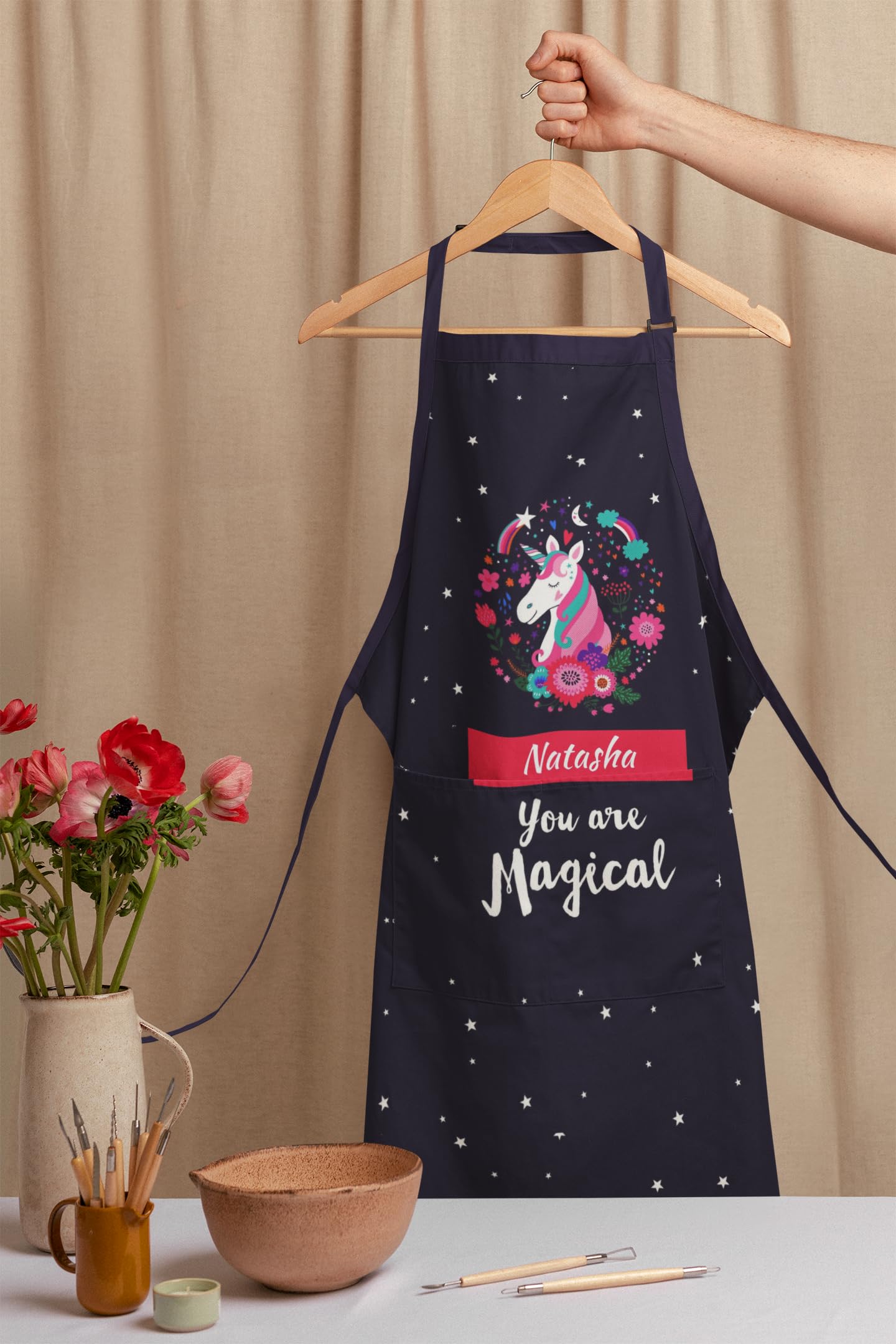 TheYaYaCafe® You Are Magical Personalised Name Kids Apron for Girls | Washable Apron for Kids | 8-15 Years | Adjustable Neck | Digital Printed Apron. - Image 4 thumbnail