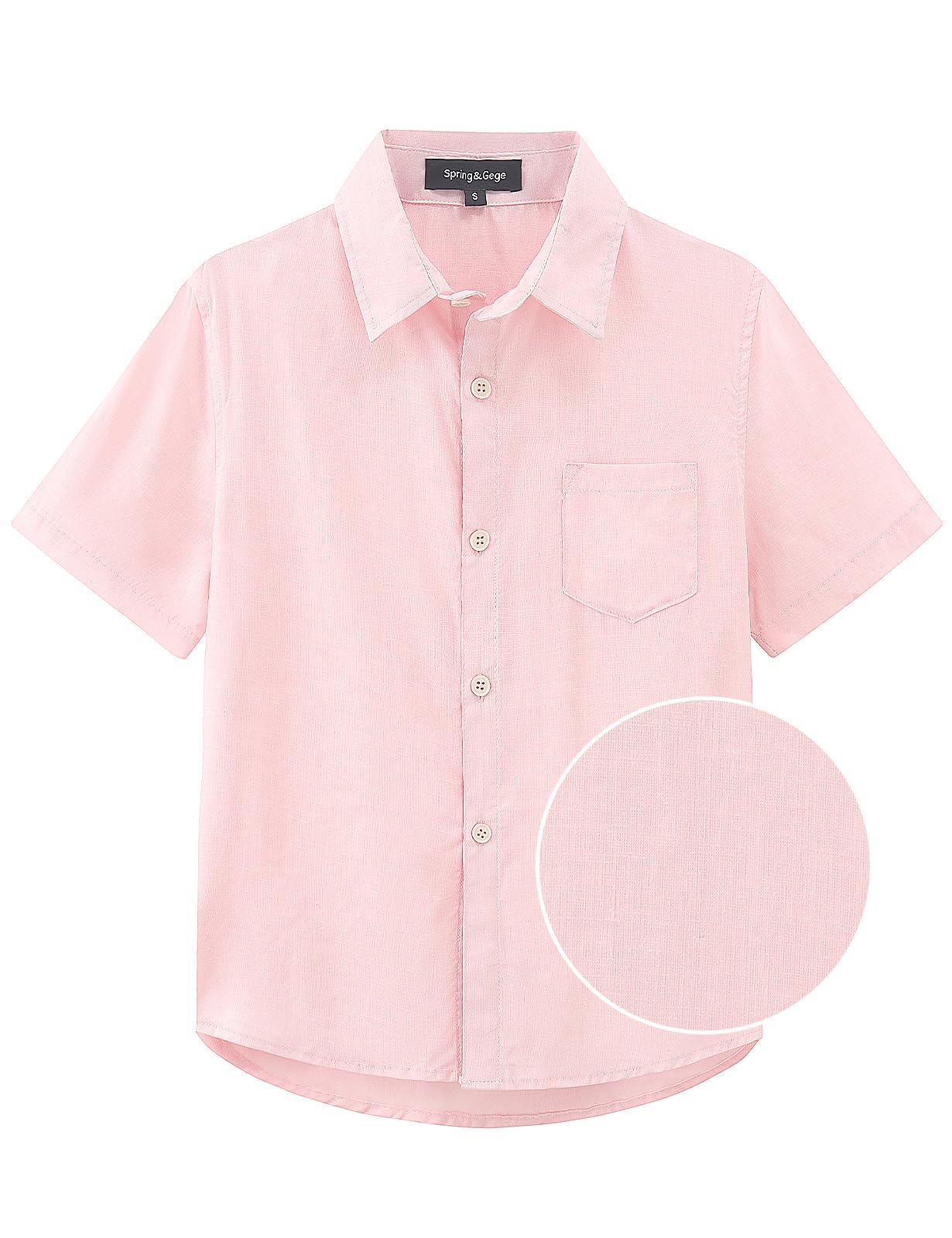 Spring&Gege Chemise d'été à manches courtes boutonnée en lin texturé pour garçon