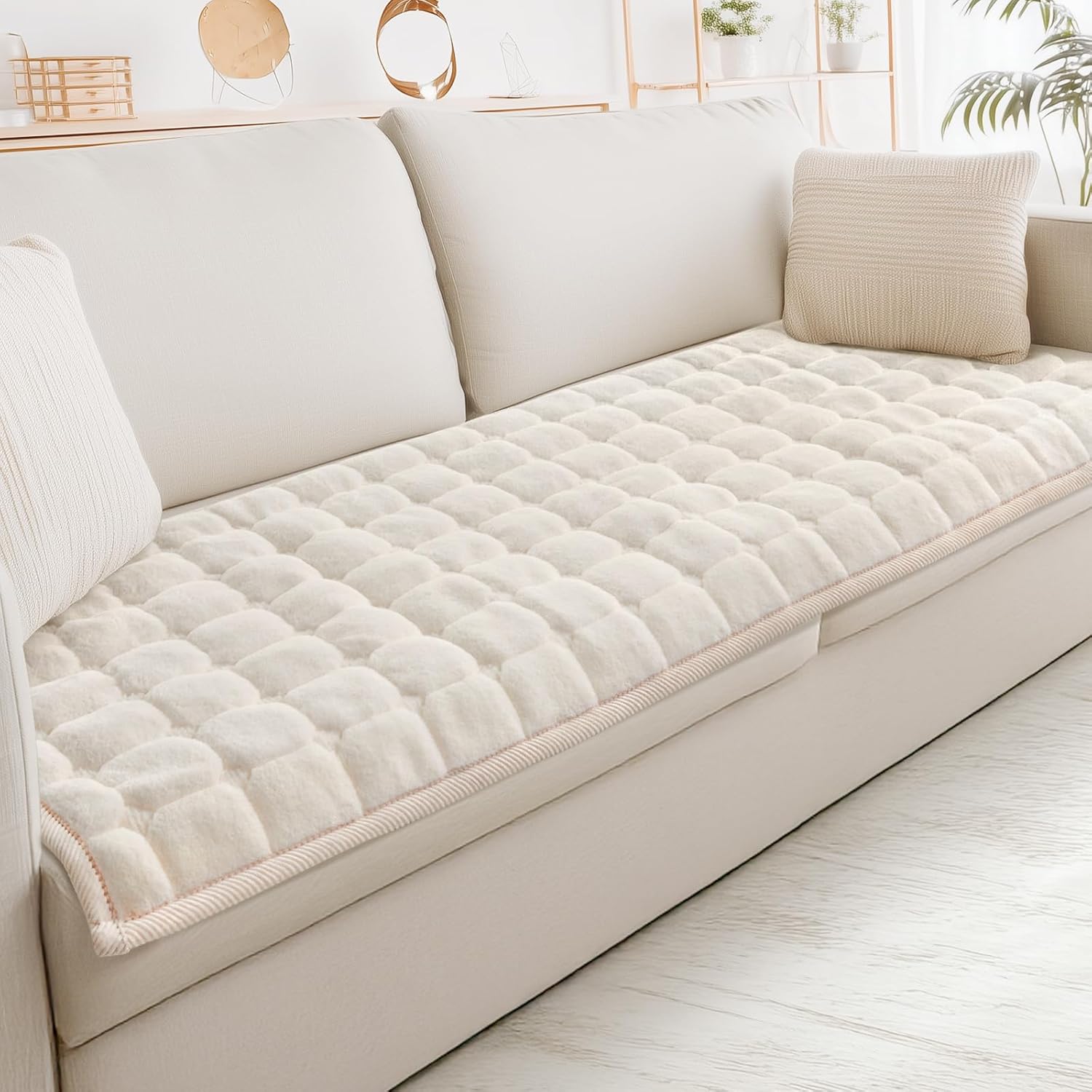 LOOBANI Couch Cover for Dogs Washable: Fuzzy Sofa Covers Super Anti-Slip, Thick Couch Protector Pads for 3 Cushion Couch Sofa Pet Friendly, 27.6