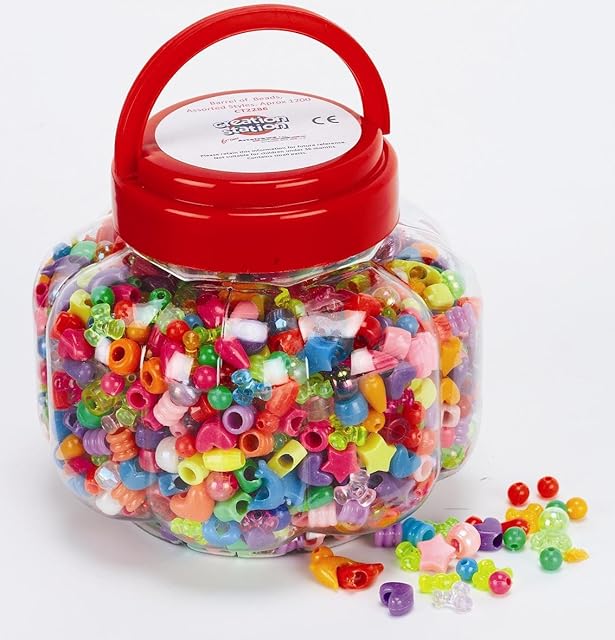 Creation Station CT2286 215g Barrel of Beads in Assorted Styles, Pack of 1200, Multi-Colour