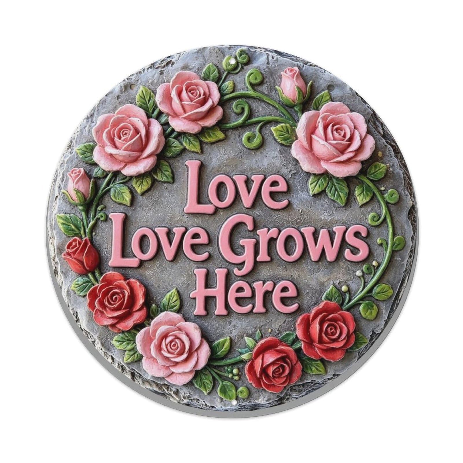 Love Grows Here Metal Tin Sign Plaque