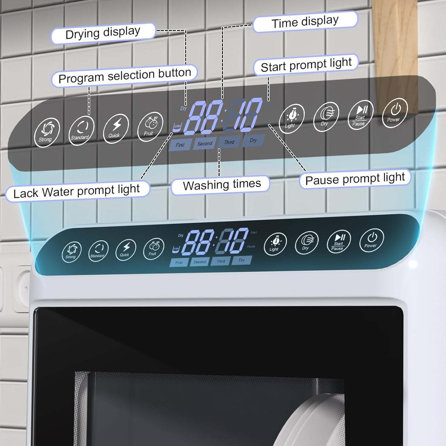 TsoLay Encimera De Lavavajillas Portátil, Lavavajillas De Encimera Inteligente Automático De 1000 W, 5 Configuraciones De Lugar, Rejilla De 2 Niveles Y Brazo De 2 Rociadores, para Apartamentos