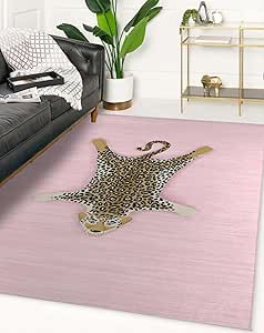 Amazon.com: Modern Leopard Wool Area Rug with Anti Slip Backing Animal ...