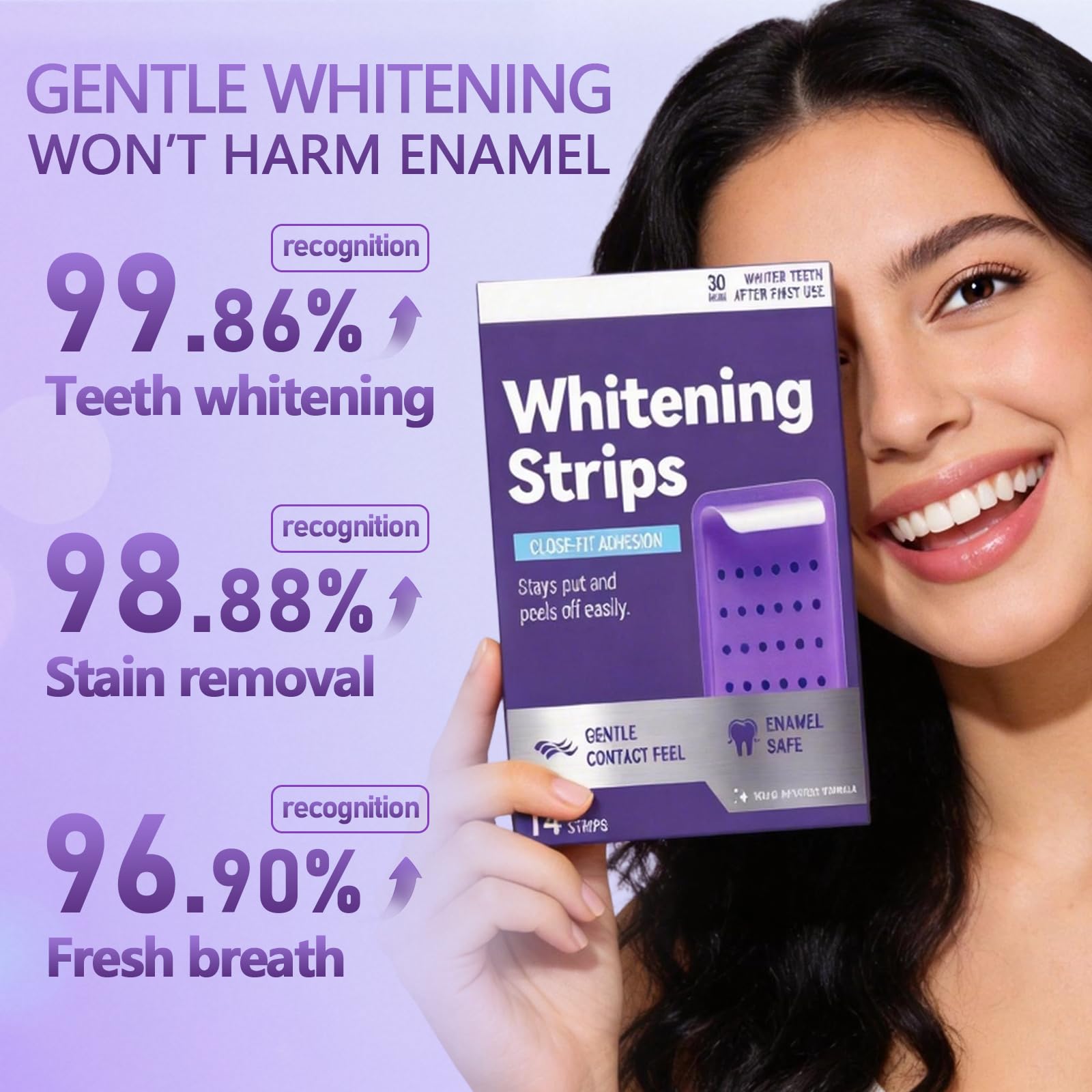 14 Paia Strisce Sbiancanti Denti Viola, Kit Sbiancamento Denti A Casa Senza, Antiscivolo Whitening Strips, Sbiancante Rapide Bianche Teeth, Facile Uso A Casa O In Viaggio