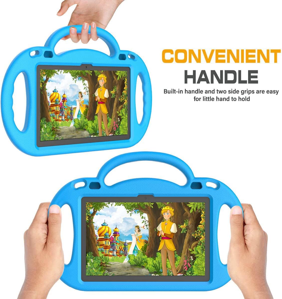 Kids Case for Fire HD 8 Plus Tablet, Fire HD 8 2024/2022/2020 Case with Shoulder Strap, Durable Shockproof Handle Stand Protective Case for Amazon Kindle Fire HD 8Tablet, Blue image 3