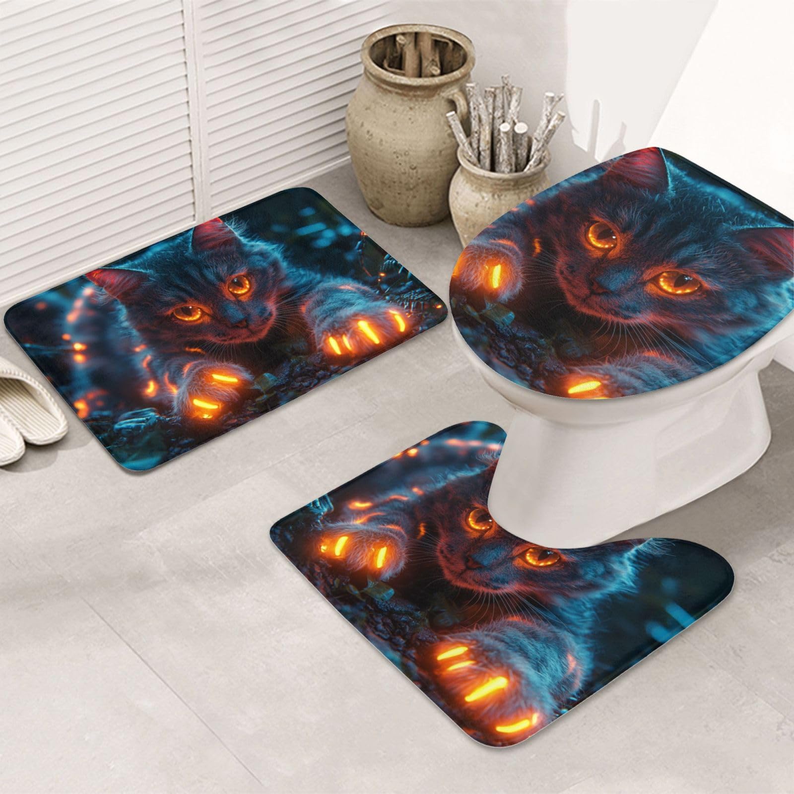 Alfombrilla de baño de gato rojo para dar calidez a tu aseo diario