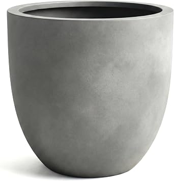 DTY Mount Yale 19.7" D x 18.9" H Pot Opening 15.4" Fiberstone Planter with Drainage Hole, Weather Resistant for Indoor and Outdoor, 2 Extra Coco Mats - Gray, Large