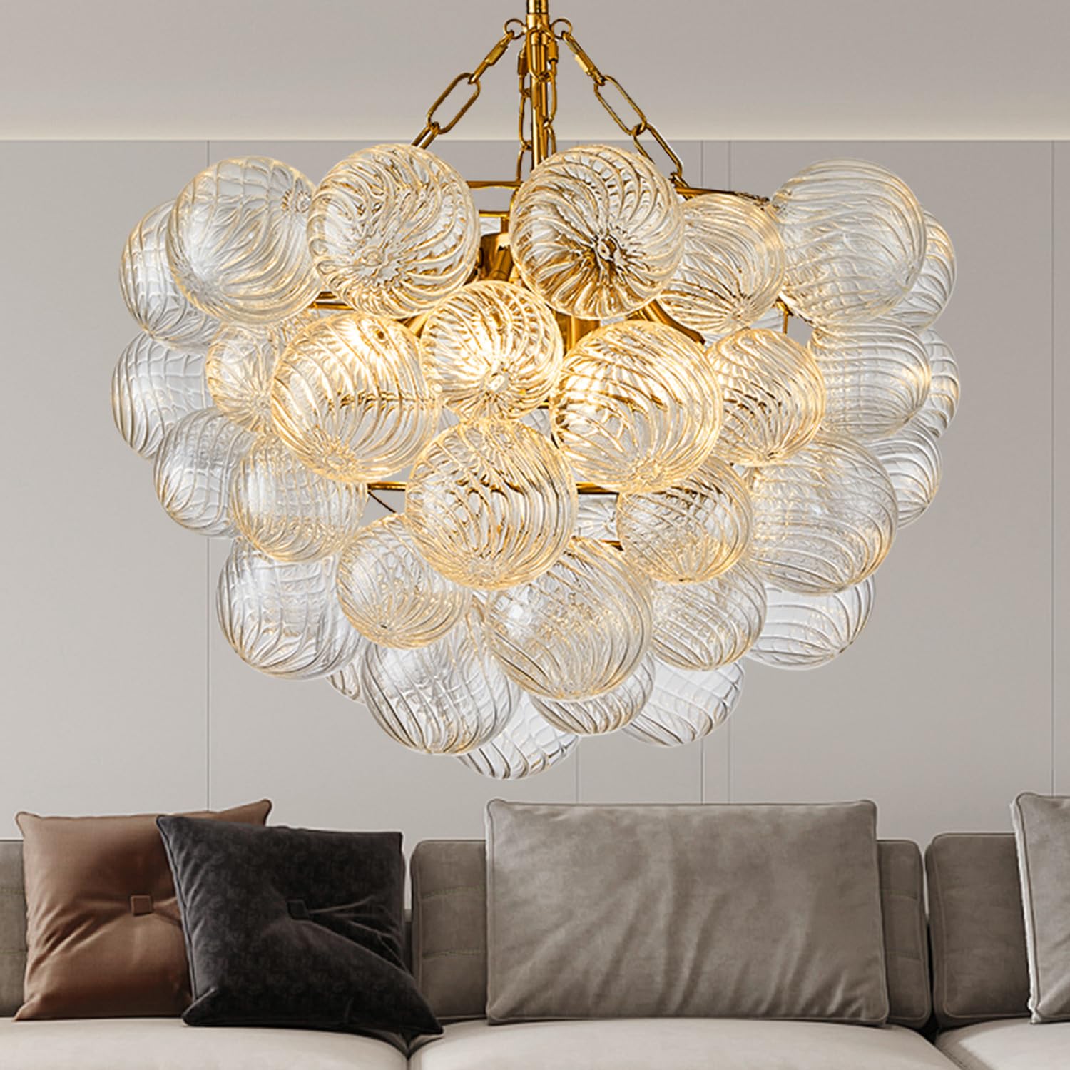 LINDUGUYI Chandelier, Gold Bubble Chandelier, 24 Inch Bubble