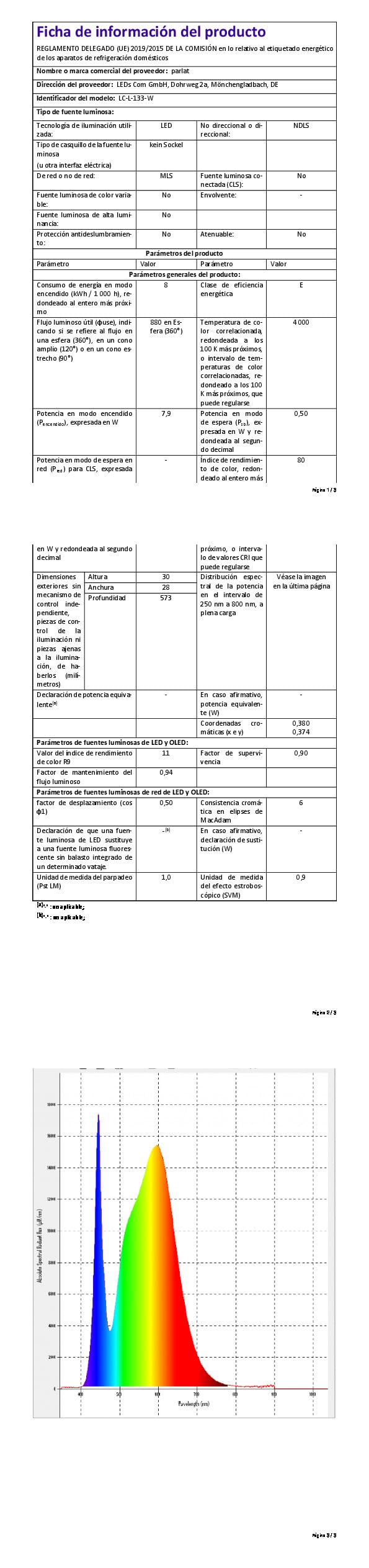 parlat LED Lampes d'appoint Rigel, 57,3cm chacune, 880lm chacune, blanc, 2 pièces