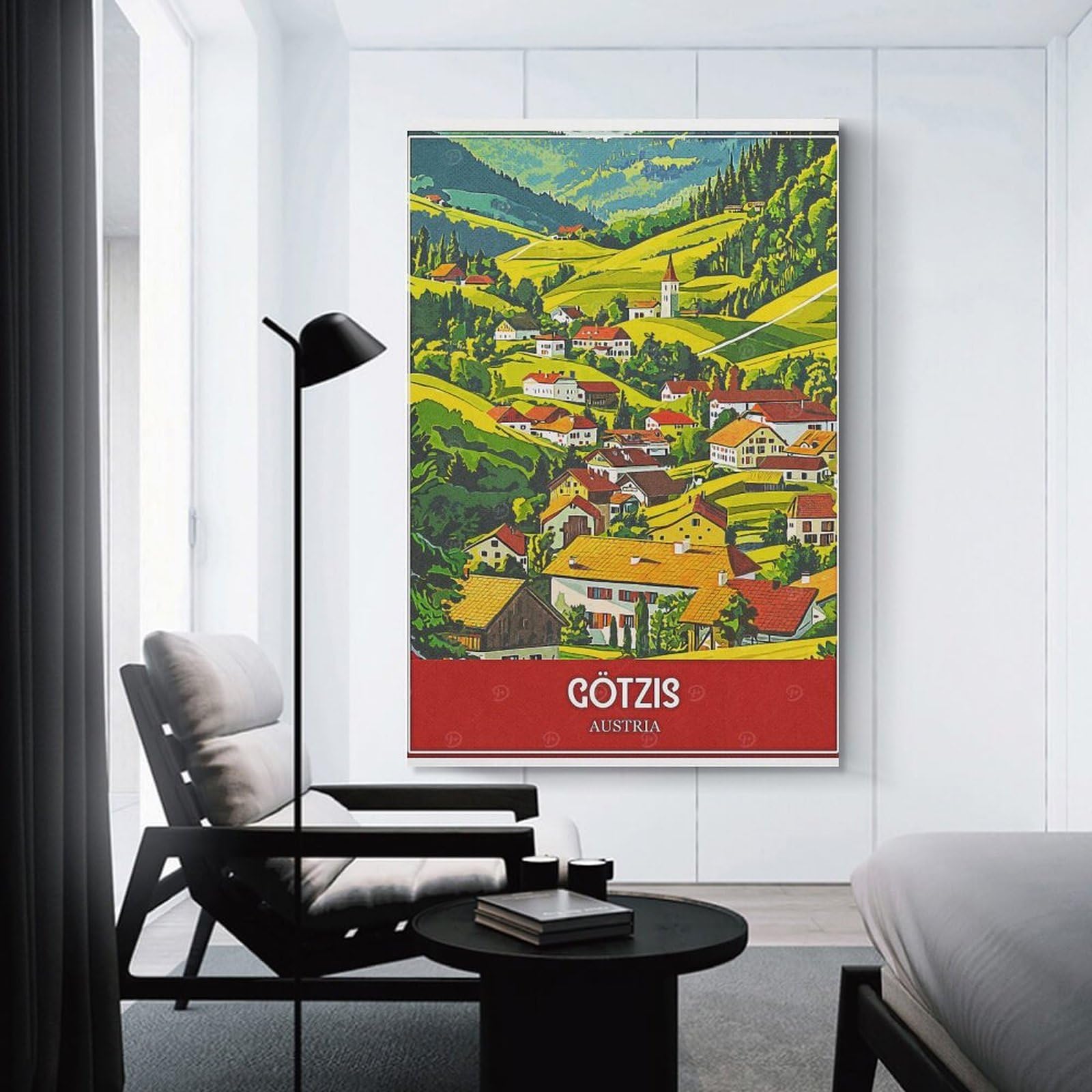 Junmoney Götzis Austria Vintage Travel Wall Picture Print 24x36inch(60x90cm), for Hallway, Lounge Or Guest Room, Gift Idea for Housewarming And Birthdays