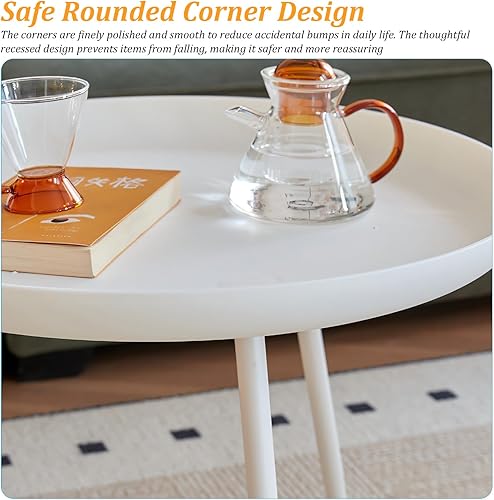 Miniatura 4 de Mesa auxiliar redonda pequeña, mesa auxiliar para sala de estar, dormitorio, oficina, espacios pequeños, fácil montaje, color negro