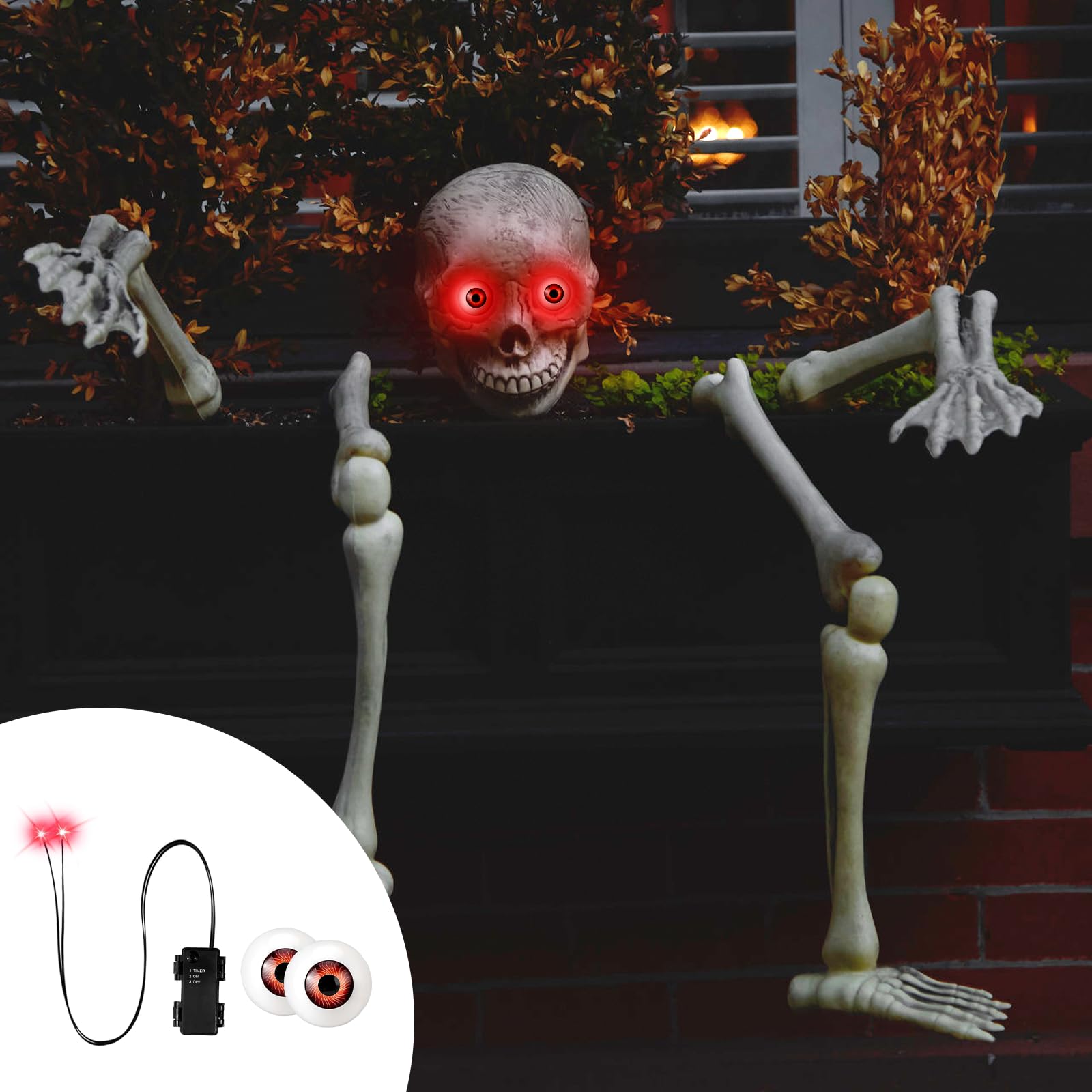 Świecące oczy LED na Halloween, dekoracje kostiumowe, maski Cosplay i czaszki (czerwone 2)