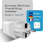Jeu de prise pour adaptateur de voyage Europe Schuko, Ceptics - avec 2 USB + USA Entrée de la socket - Type E/F et type C - Ultra Compact - Parfait pour les téléphones cellulaires, ordinateurs portables, chargeurs de caméras (CTU-9-9C-PK)