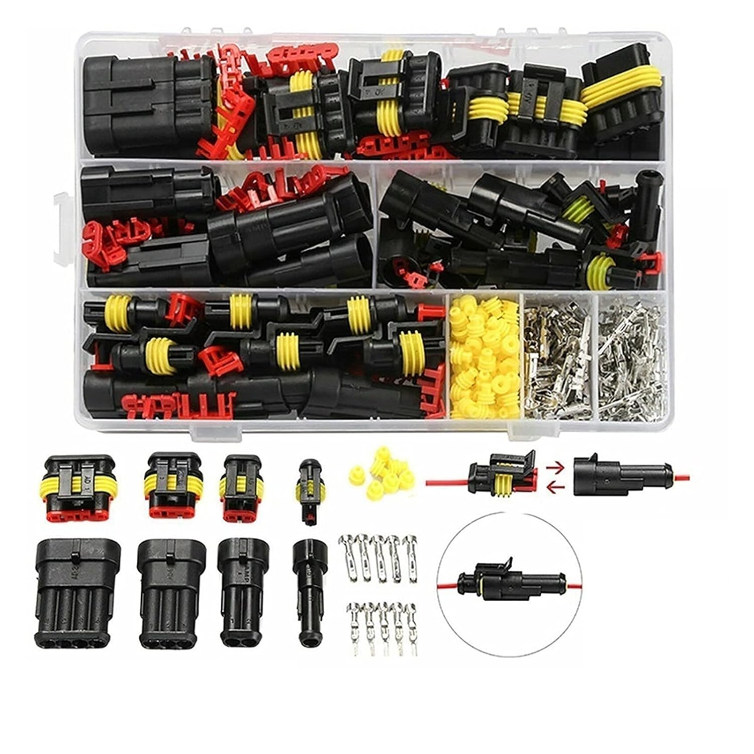 Ruiting Store 26 Sets Car Electrical Wire Connector Plugs Kit 1-4 Pin wat/erp/;ro/ofW Fit Fit Compatible Motorcycle Automotive Lighting Accessories