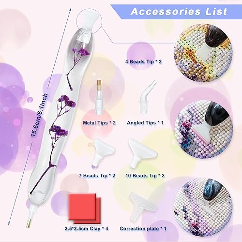 Miniatura 4 de Bolígrafo de pintura de diamante de resina, bolígrafo de puntos de arte de diamante con herramientas y accesorios de pintura de diamantes, bolígrafo